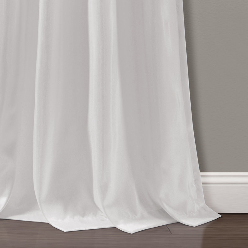 Semi Sheer Curtain Single Panel, 107cm W x 213cm L, Navy/White