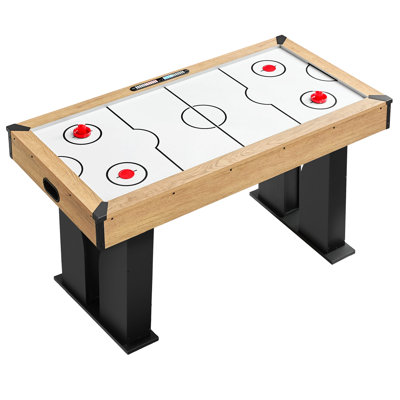 Table de hockey sur coussin d'air de 60 po avec marqueur électronique et puissant ventilateur, idéale pour les salles de jeux familiales, les sous-sols et les maisons, comprend des poussoirs et des rondelles, conception durable avec pieds stables