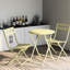 Ensemble de 3 bistro de patio pliable de couleur jaune - Mobilier en métal pour la salle à manger