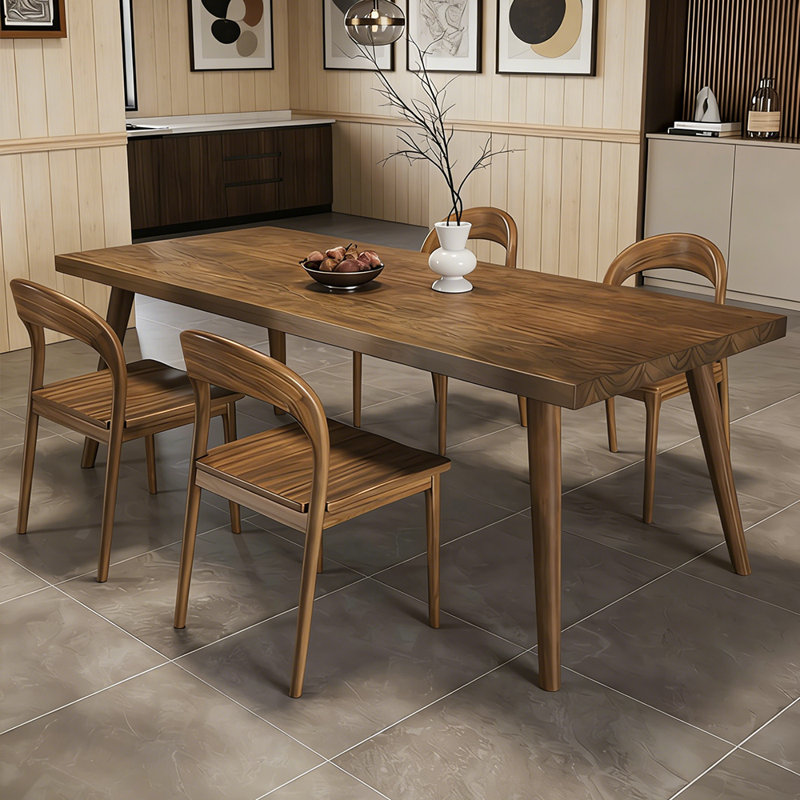 Simple Pine Wood Solid Rectangular Dining Table