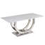 Table de salle à manger rectangulaire de 69,30 pouces, moderne simple, plateau en marbre, plateau en panneau de fibres à densité moyenne, surface de miroir en acier inoxydable de couleur argent, pouvant accueillir 4 à 6 personnes, motif en marbre blanc, miroir argenté.