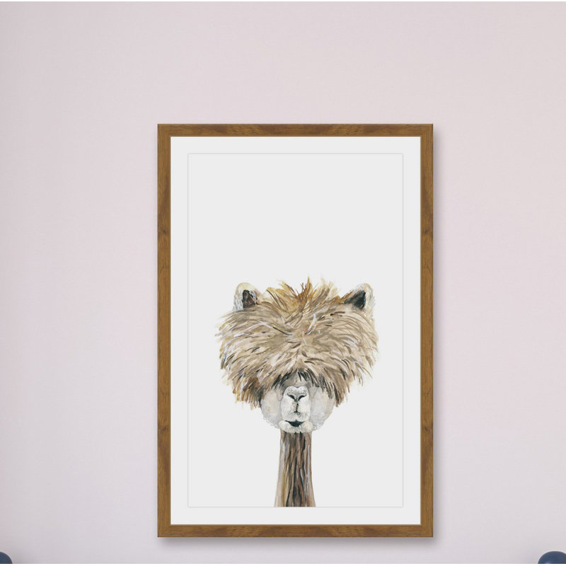 «Haired Llama», reproduction encadrée, H 18 po x l 12 po x P 1,5 po, Blanc mat