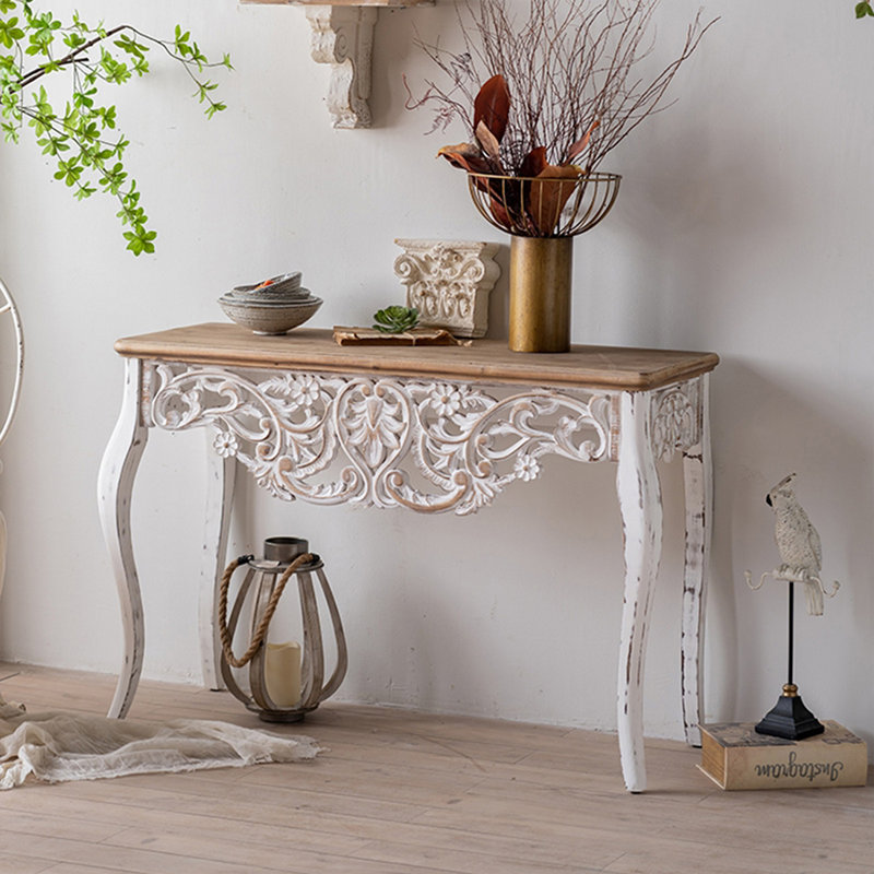 Console blanche en bois massif