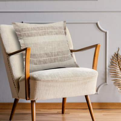 Gray Stripe Cotton Throw Pillow Cover