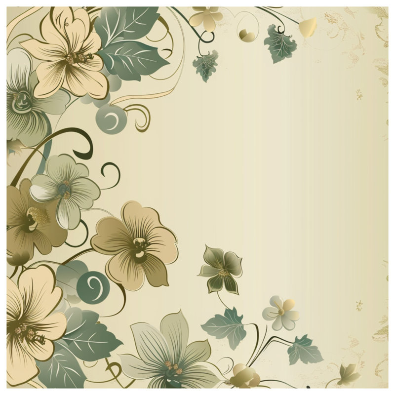 Housse de couette Floral Bedding Nature, Housse de couette pour très grand lit, Beige / vert floral