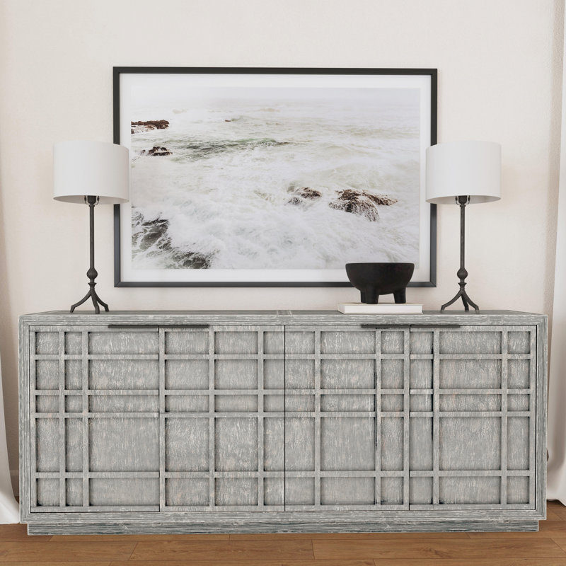 Chandler 86"  Reclaimed Pine Wood Antique Blue Sideboard