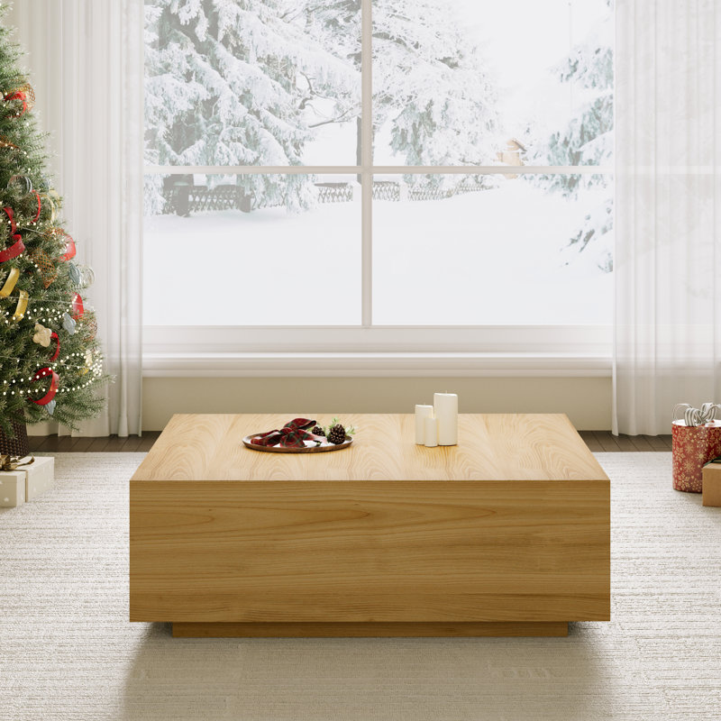 Wood Square Coffee Table, 15" H x 47" L x 47" D