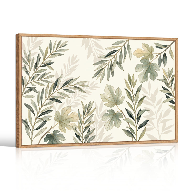 Ensemble de 1 tableau sur toile à motif de feuilles, 24"H x36"W, Natural