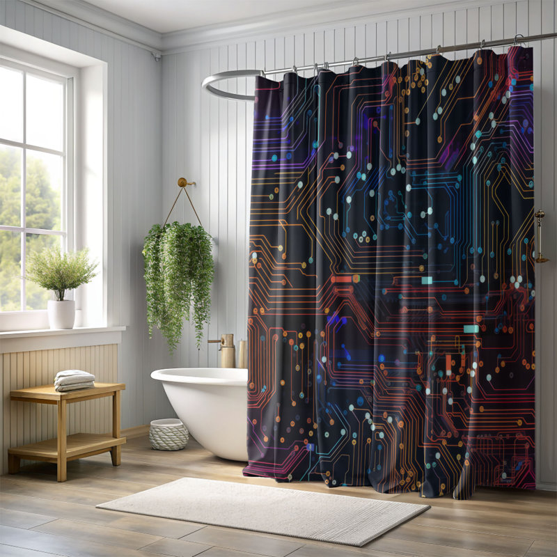 Tech Maze - Premium Shower Curtain, 74"H x 71"W