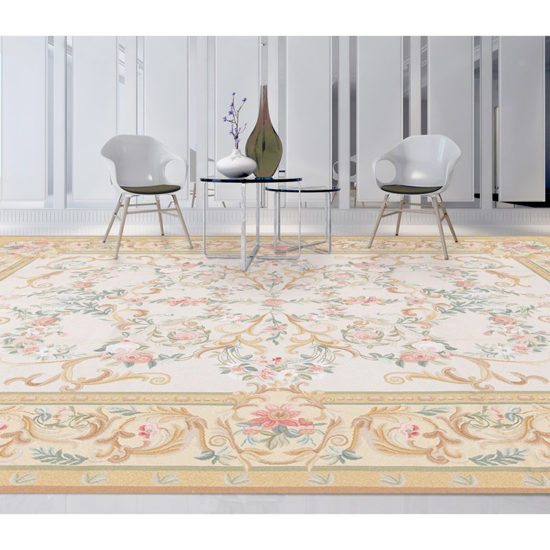 Hand-Knotted High-Quality Beige and Yellow Area Rug