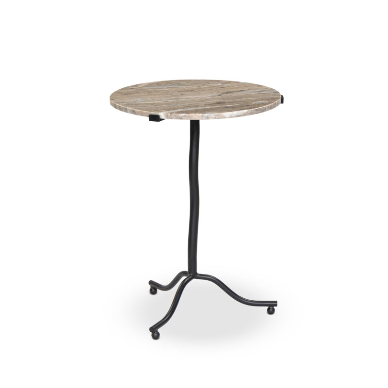 Table de bout à piédestal Seagate, Plateau beige / base noire