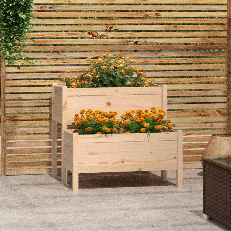 Anyssa Wood Raised Garden Bed, 75cm H x 84.5cm W x 84cm D, Grey