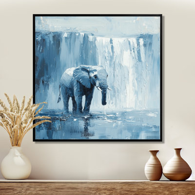 Harbaugh, éléphant monochrome et la chute d'eau II - éléphant, art mural
