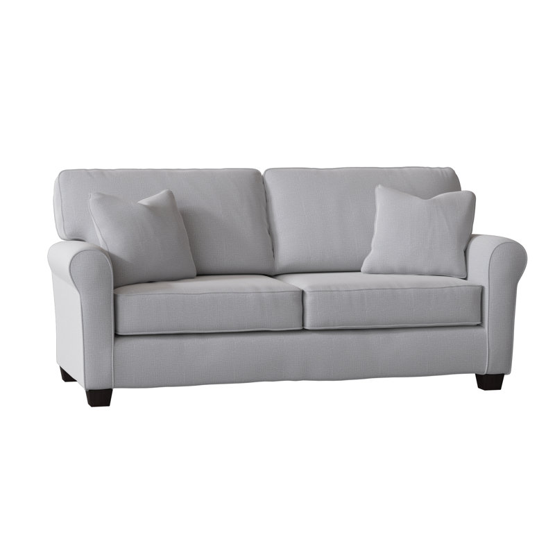 Shannon Upholstered 76'' Sofa, Dove Grey Performance, Honey Birch