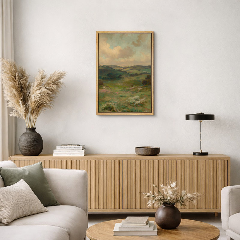 «Rolling Hills and Clouds», photos de bureau, impression sur toile encadrée, H 36 po x l 24 po x P 1,5 po, Cadre naturel