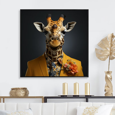 Jaune et noir habillé de mode girafe - girafe, art mural animal