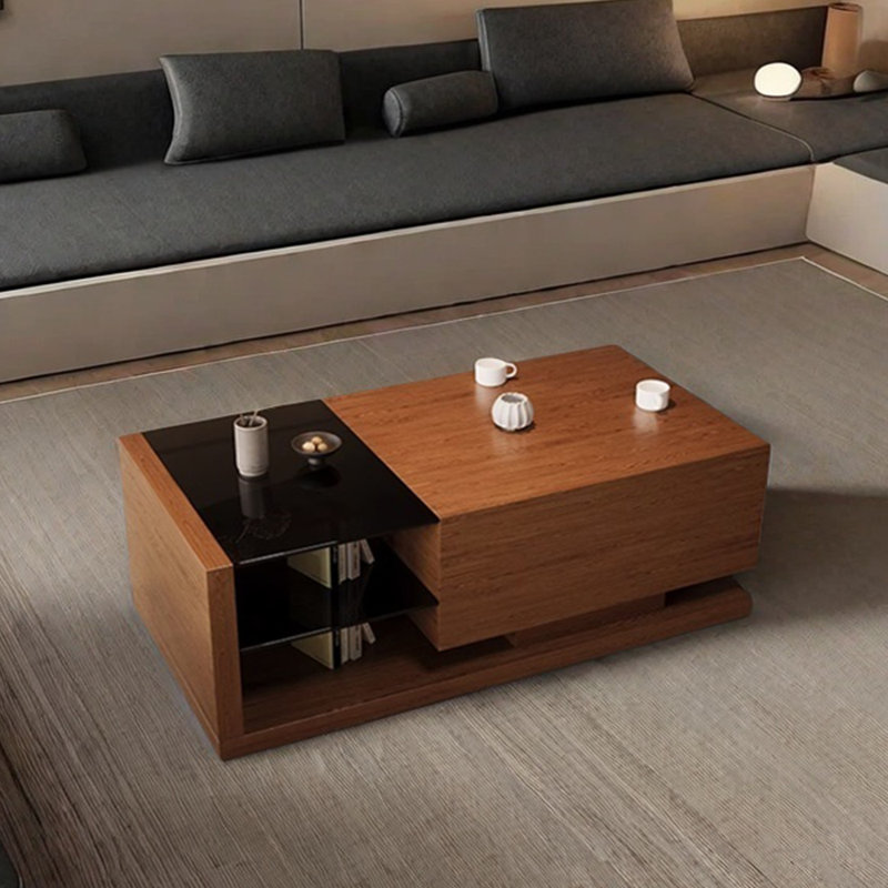 Simple retro design sense solid wood coffee table, 17.71" H x 55.11" L x 31.49" W