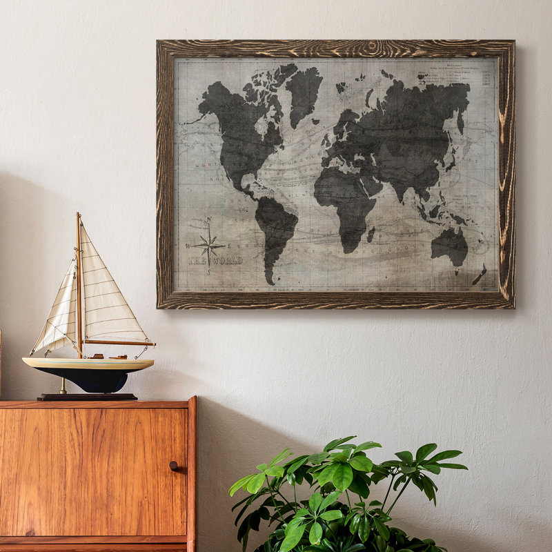 Carte du monde - reproduction de cadre photo sur toile, Noyers, H 23 po x l 32 po x P 1 po