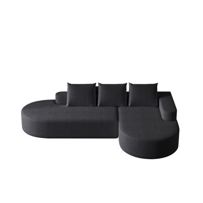 Modern Curved Sofa ,Chenille Upholstered Boneless Sectional Sofa Couch Set,Modular 108.5" L Shaped Sectional Living Room Sofa Set With 3 Pillows,Free Combination Sofa Couch For Living Room,Bedroom