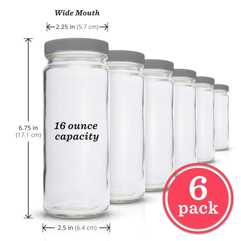 LoochMee 16oz. Glass Water Bottle, Gray Caps