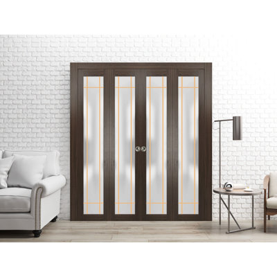 2113 Solid + Manufactured Wood Paneled without Installation Hardware Kit Bi-Fold Door