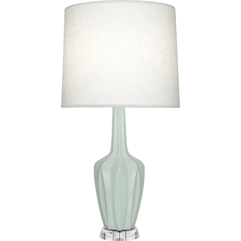 Petite lampe d'appoint Emma, H 34,25 po x l 7,38 po x P 15 po, Vernis céladon, Céramique / acrylique