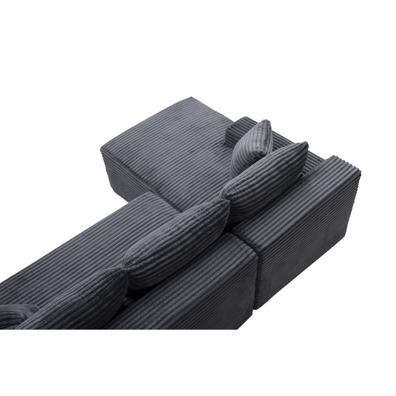 Canapé modulaire en L 94,5 po avec méridienne modulaire en L avec méridienne rembourrée et profonde pour le salon et la chambre à coucher, sans assemblage requis