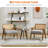 Mid Century Modern Accent Chair, Comfy Living Room Chairs with Sturdy Wood Legs, Rattan Backrest-1906186209-1906186208