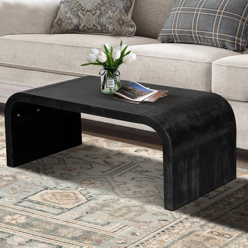 Table basse Curved Art Deco Design, Noir antique