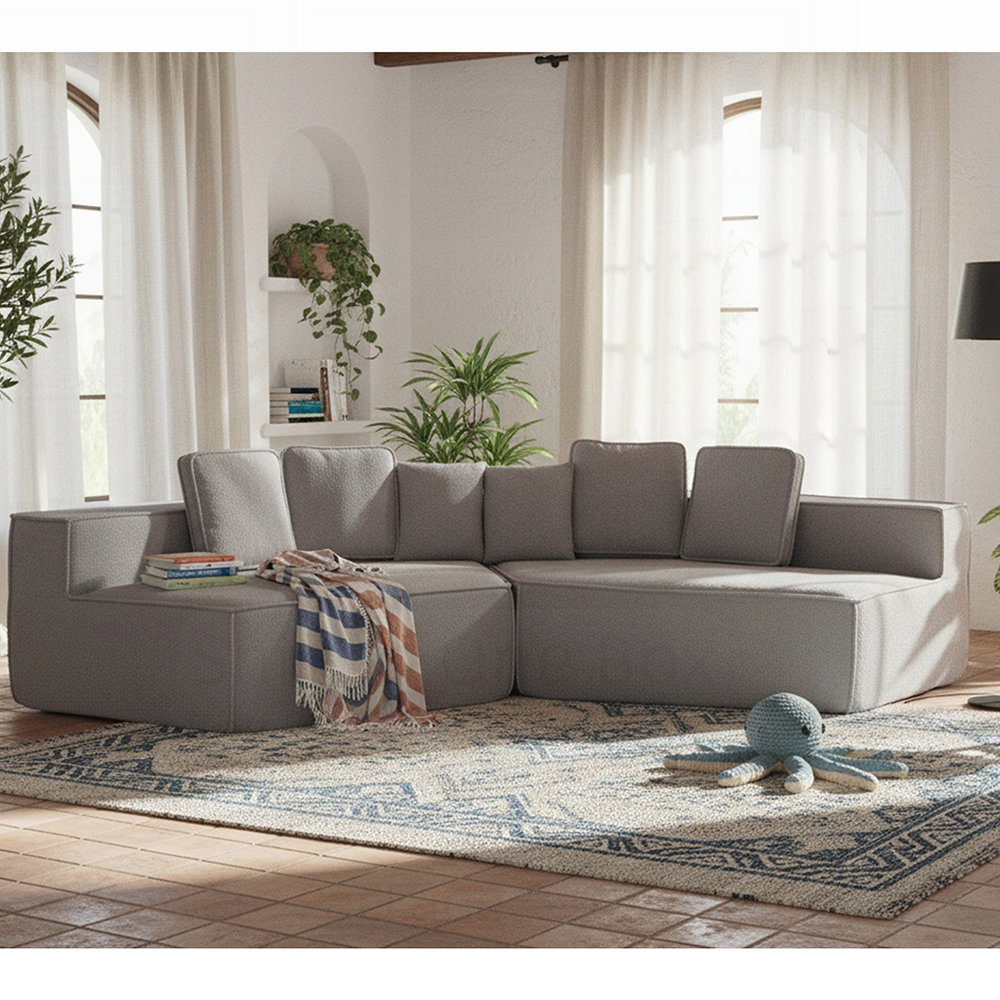 Latitude Run® Oversized Teddy Fabric Modular Sectional Sofa, Full-Foam ...