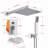 Complete 10" Rain Shower System With Waterfall Tub Spout - Brushed Nickel Wall Mounted Shower Faucet Set With Handheld Spray And Rough-In Valve-122435696