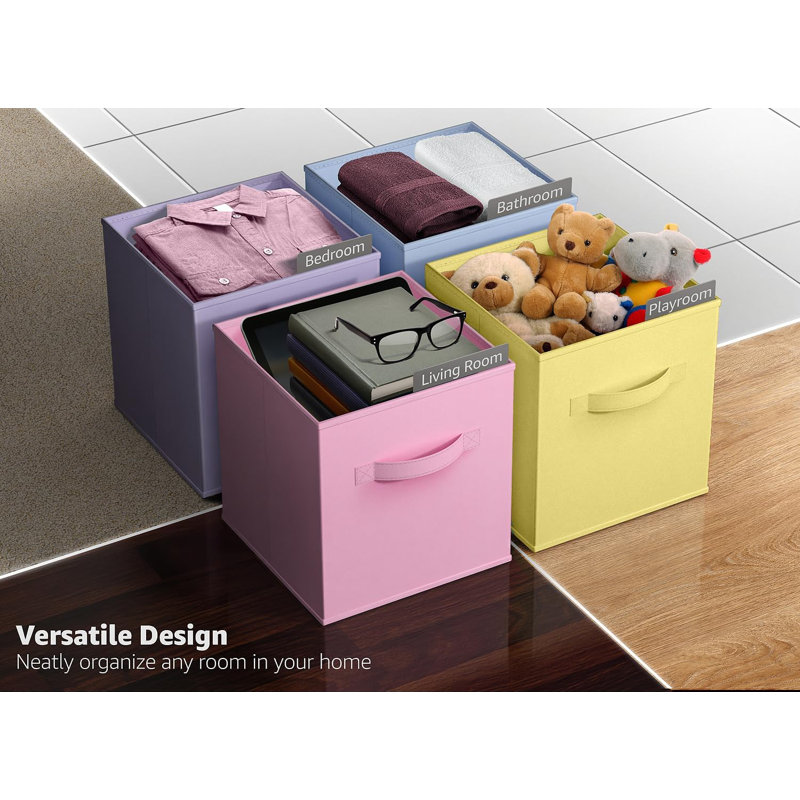 8 Pack 11" Foldable Storage Cubes with Handles, Multi