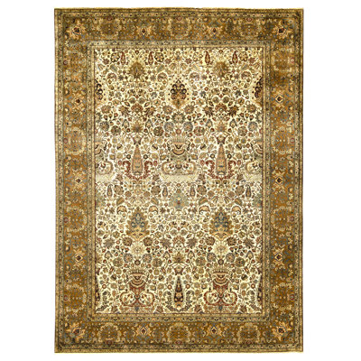 High-Quality Hand-Knotted Cream And Brown Area Rug
