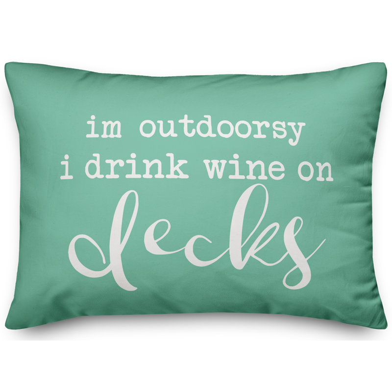 Drink Wine on Decks Outdoor Rectangular Pillow Cover & Insert, Mint Green