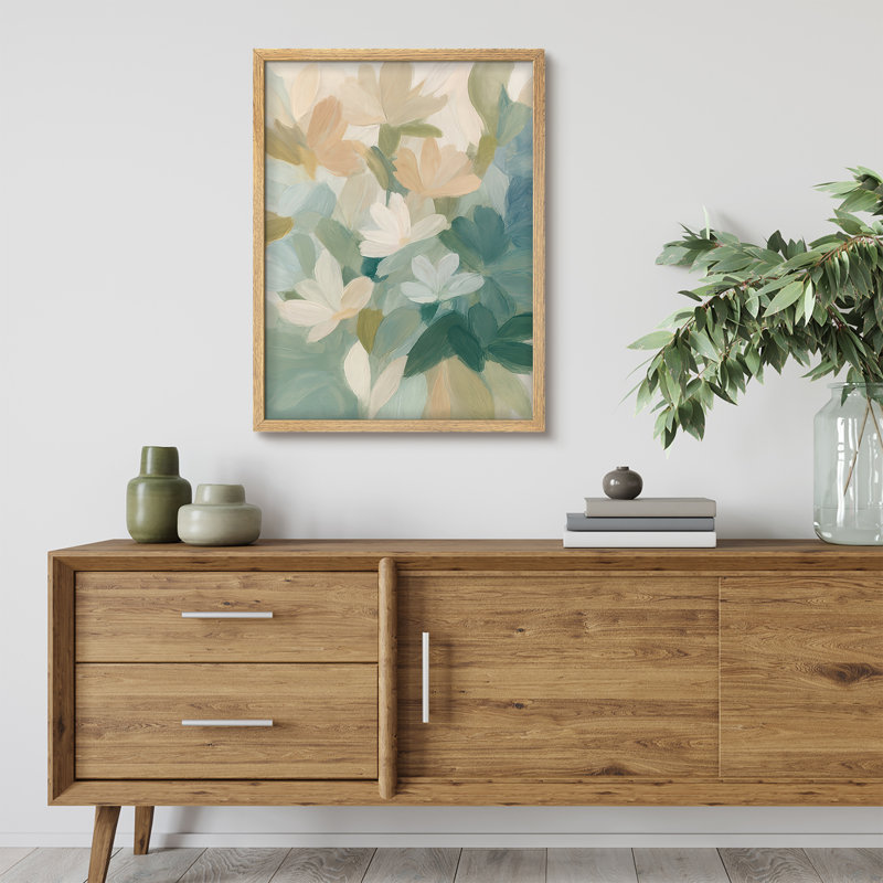 Reproduction d'art encadrée abstraite pour décoration intérieure moderne, H 10 po x l 8 po, Naturel