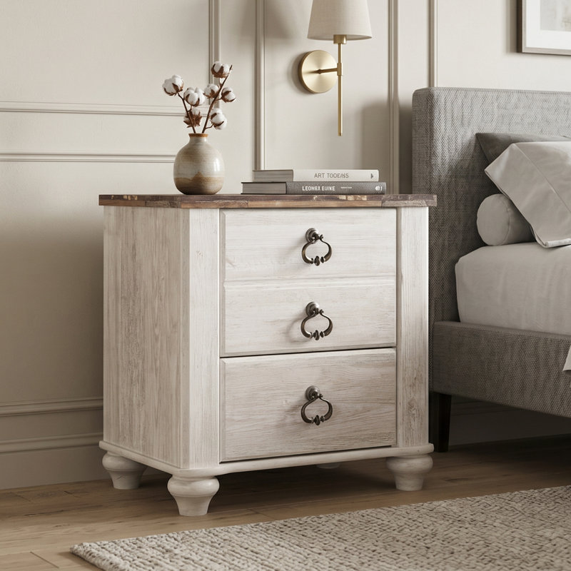 Aidsa Drawer Nightstand in Whitewash