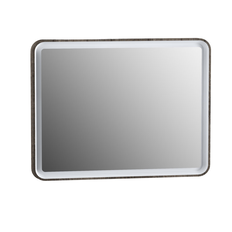 Mocca Glass Flat Wall Mirror, 62cm H x 92cm W, Oak Carbon