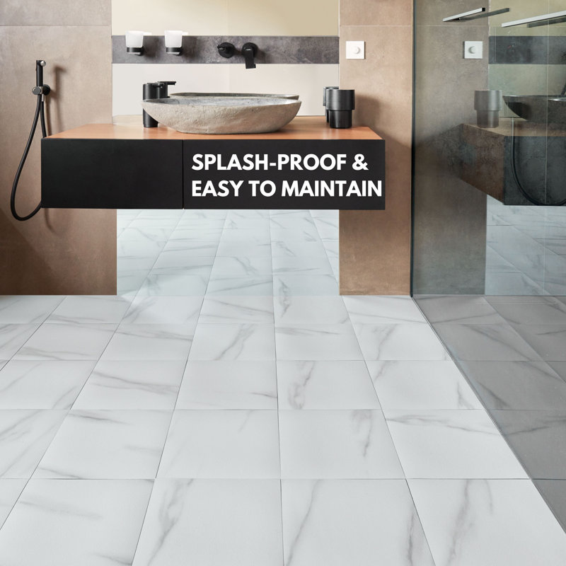 NOVECRAFTO Chidimma 1.5 mm Thick Vinyl Tile, White Marble