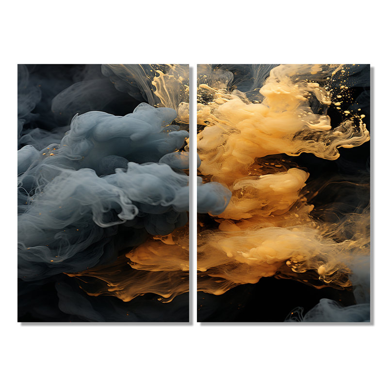 Éclat de gris polaire gris et orange I - Blanc, reproduction d'art moderne sur toile, 2 pièces, H 36 po x l 48 po