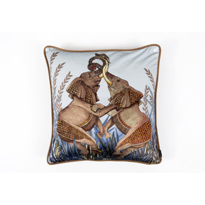 Ardmore 'Dancing Elephants' Velvet Pillow