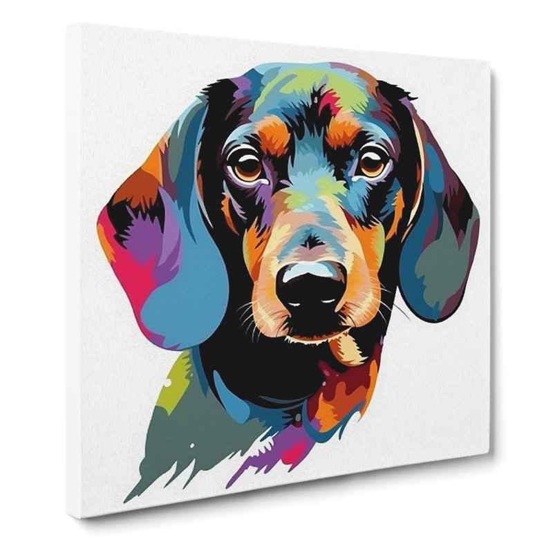 Dachsund Graphic Art - Wrapped Canvas