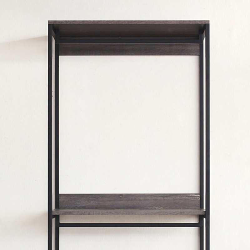 Monica Farmhouse Industrial Wood Walk-in Closet with One Shelf in Rustic Gray, 77.7"H x 31.5"W x 17.3"D
