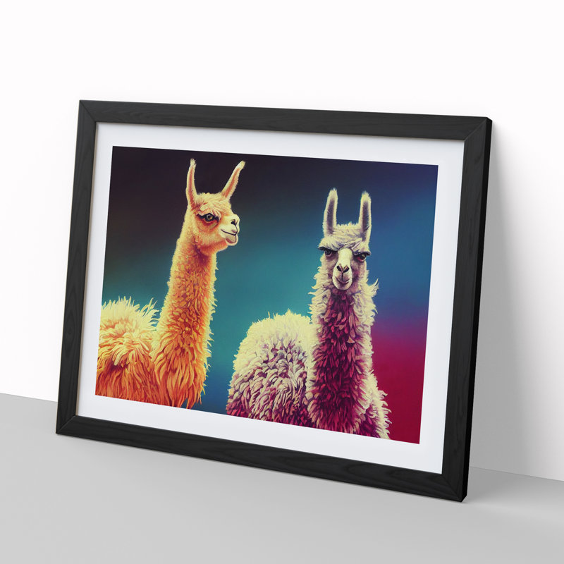 Epic Llamas - Framed Print, Black, 34cm H x 46cm W x 2cm D