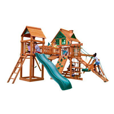 Pioneer Peak Swing Set with Clatter Bridge and Tire Swing - Professional Installation Available