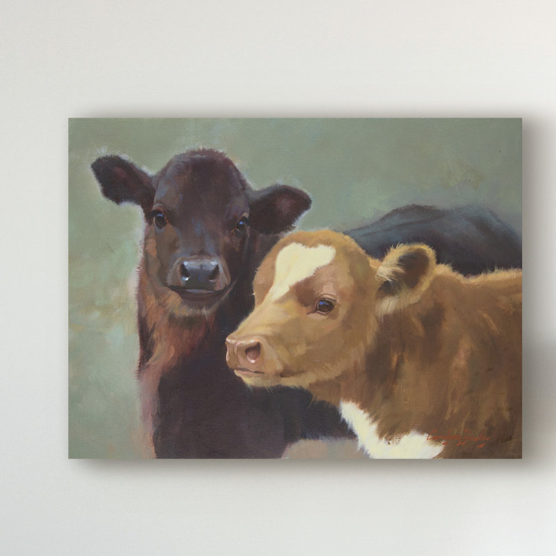 « farm pals ii », peinture sur toile tendue, H 18 po x l 24 po x P 2 po