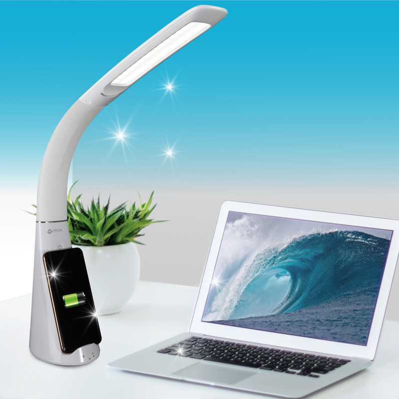 OttLite Purify LED Sanitizing Desk Lamp with Wireless Charging, Touch Activated, Flexible Neck