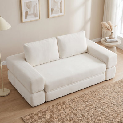81" Boneless Convertible Futon Sofa Bed, Corduroy Floor Couch, No Assembly Required For Living Room, Bedroom & Small Space