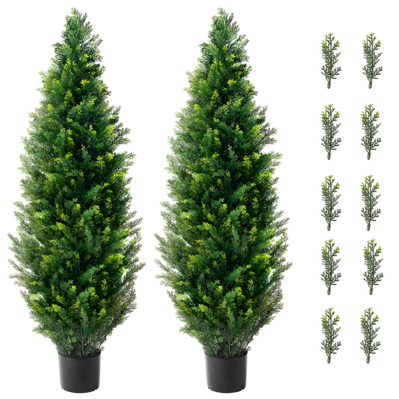 Artificial Cedar Topiary, 9.65" H x 12.2" W x 31.5" D