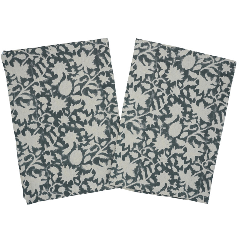 Serviette de table en coton de qualité supérieure fabriquée à la main 18 x 18 pouces Fabividine, Manikarnika, gris