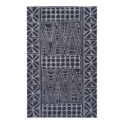 Moby Geometric Area Rug in Dark Navy/White